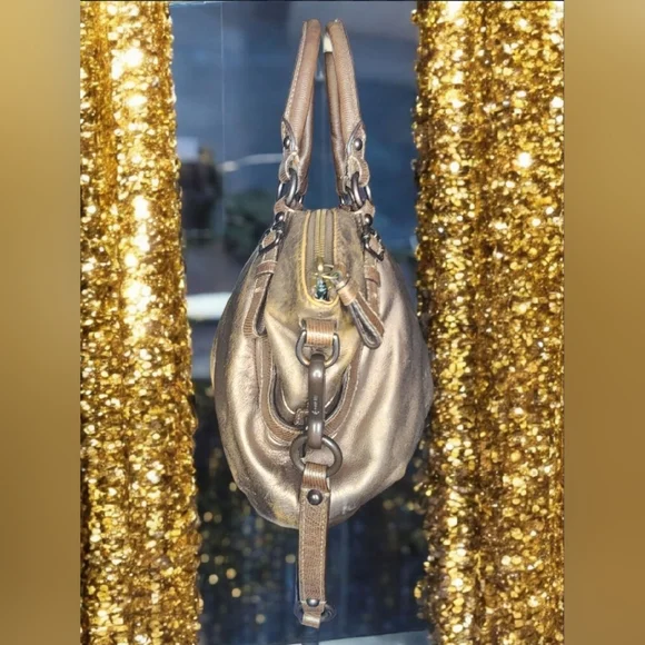 Vintage Coach Metallic Gold Madison Sophia Satchel - Picture 4 of 16